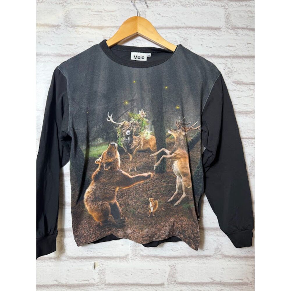 Molo Kids Shirt Long Sleeve Sz 152 / 12 Boys Animals Organic Maximalist Colorful